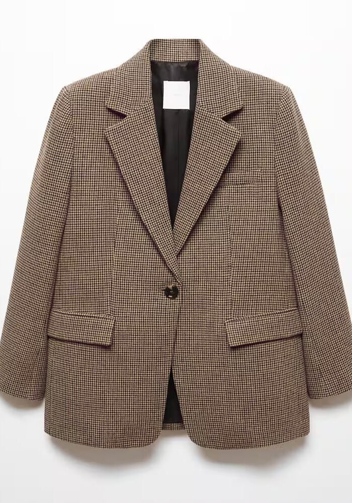 Lapels Houndstooth suit blazer