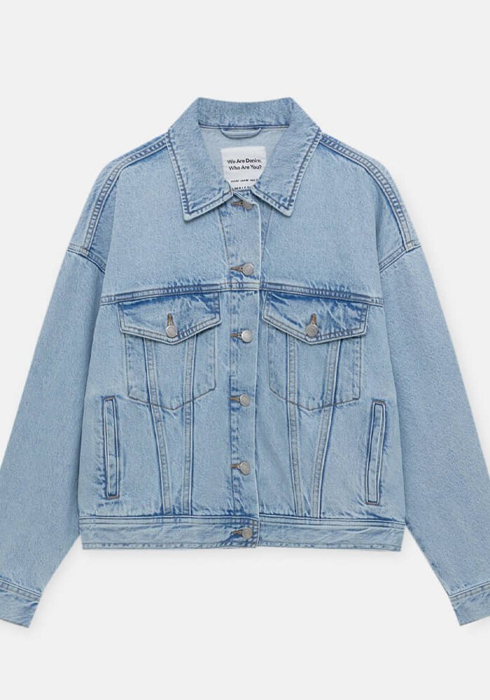Drop-shoulder denim jacket