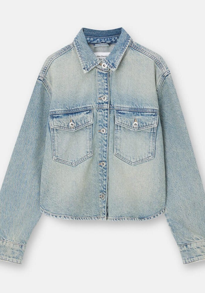 Dirty-effect denim overshirt