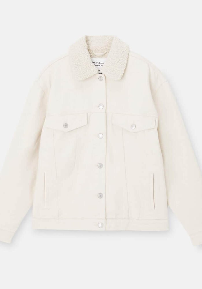 Oversized denim jacket with faux shearling