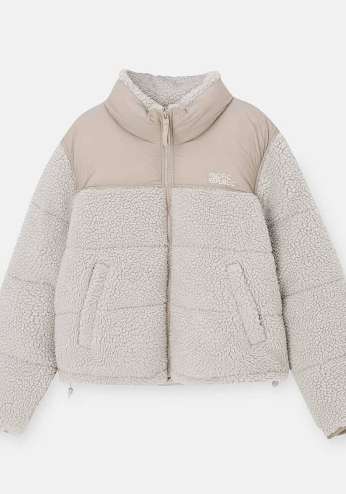 Faux shearling puffer jacket